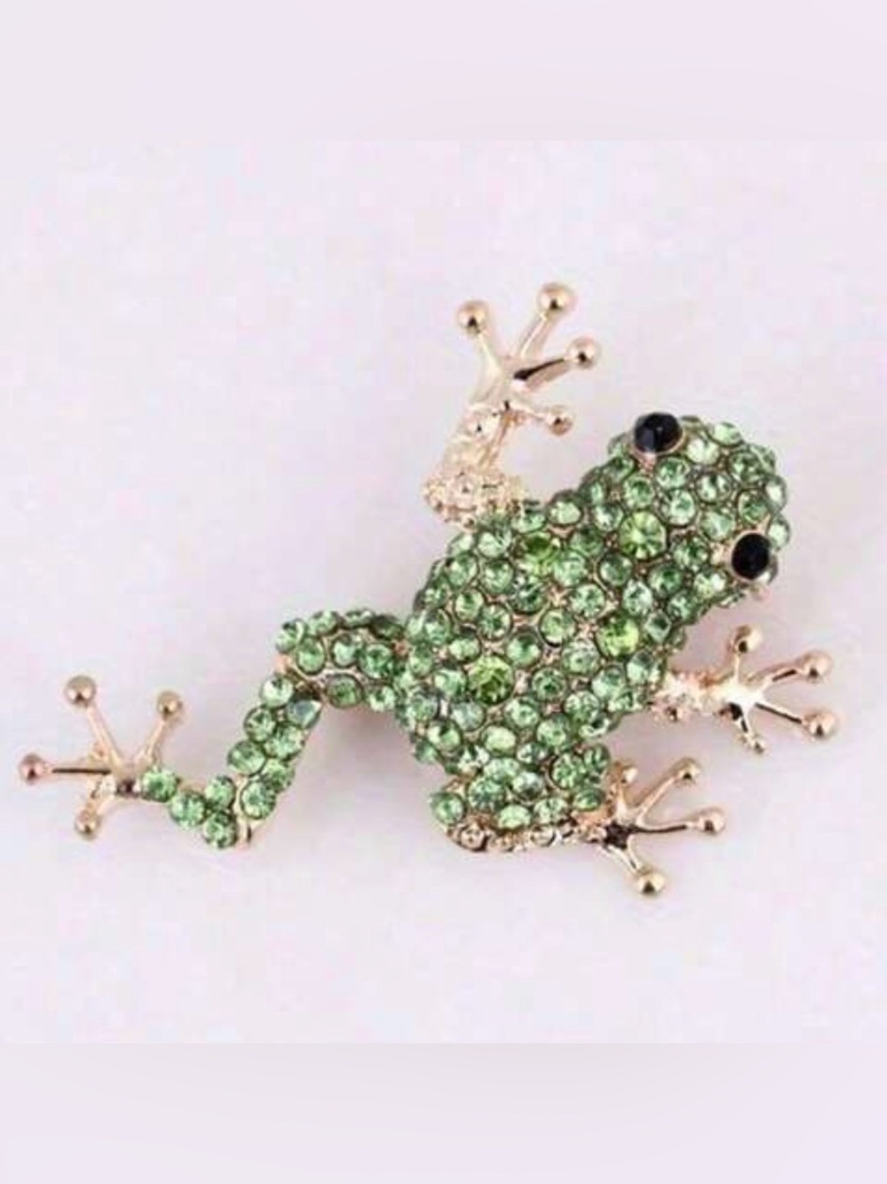 Frog Brooch Pin rhinestone jewelry vintage gold retro bag charm crystal animal